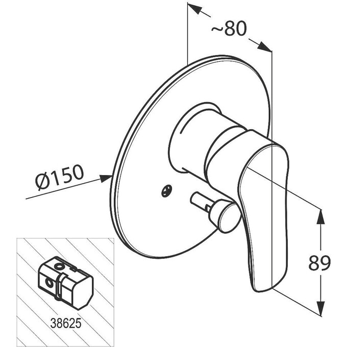 Внешняя часть смесителя для ванны Kludi Tercio 384190575, фото 2