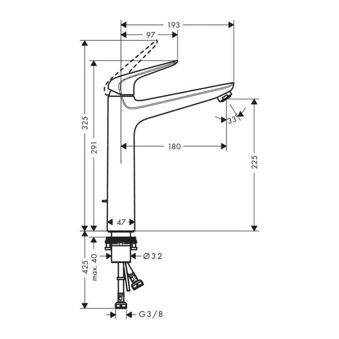 Смеситель для раковины Hansgrohe Novus 71123000, фото 3