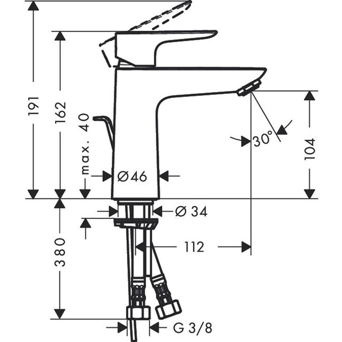 Змішувач для умивальника Hansgrohe Talis E 71710000, Колір виробника: хром, фото , изображение 2
