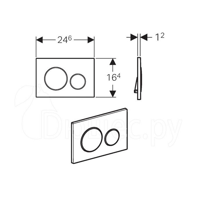 Смывная клавиша Geberit Sigma20 115.882.SN.1 (нержавейка/хром), Цвет производителя: нержавейка, хром, фото 2