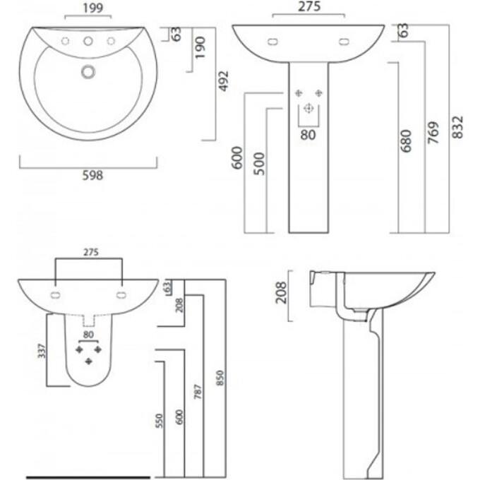 Раковина Am.Pm Bourgeois C654321WH (59.8x49.2 см, підвісна), фото , изображение 2