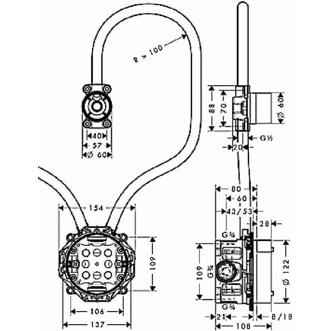 Встраиваемый механизм Axor Citterio 16180180, фото 2