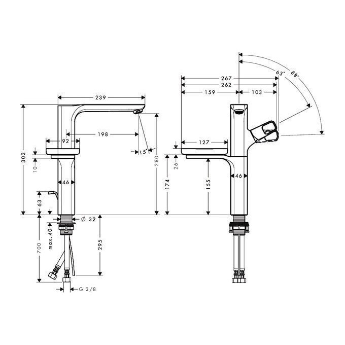 Змішувач для раковини Axor Urquiola 11023000, фото , изображение 2