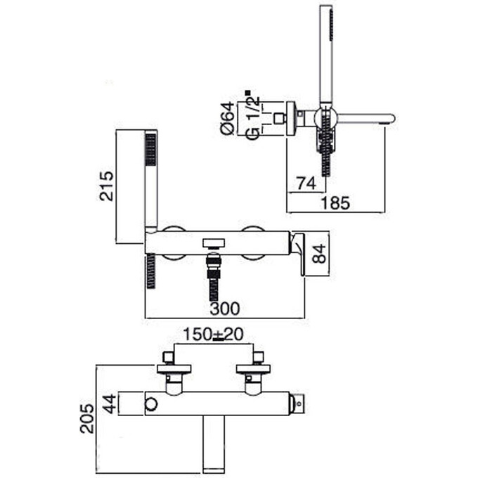 Смеситель для ванны с душем Bugnatese Simple SIMCR6602, фото 2