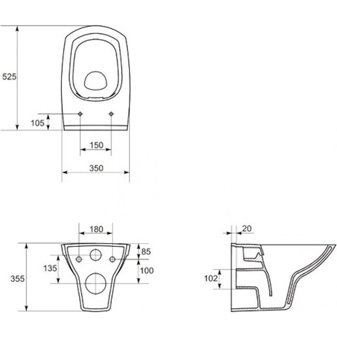 Унитаз подвесной без крышки Cersanit Carina K31-046, фото 2