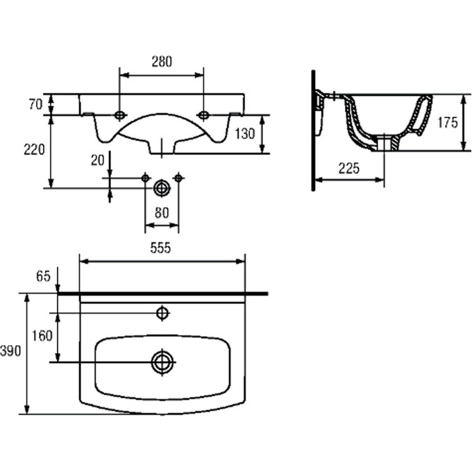 Раковина з переливом Cersanit Cersania K11-0165, фото , изображение 2