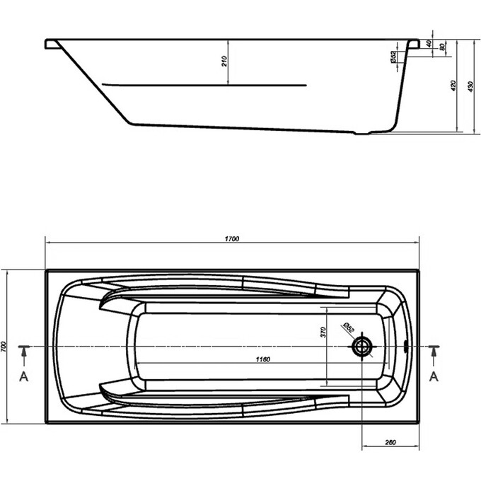 Ванна акриловая Cersanit Lana S301-163, фото 2