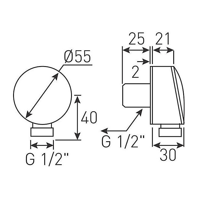 Підключення для душового шлангу Ferro Concealed Chrome PKN01, фото , изображение 2