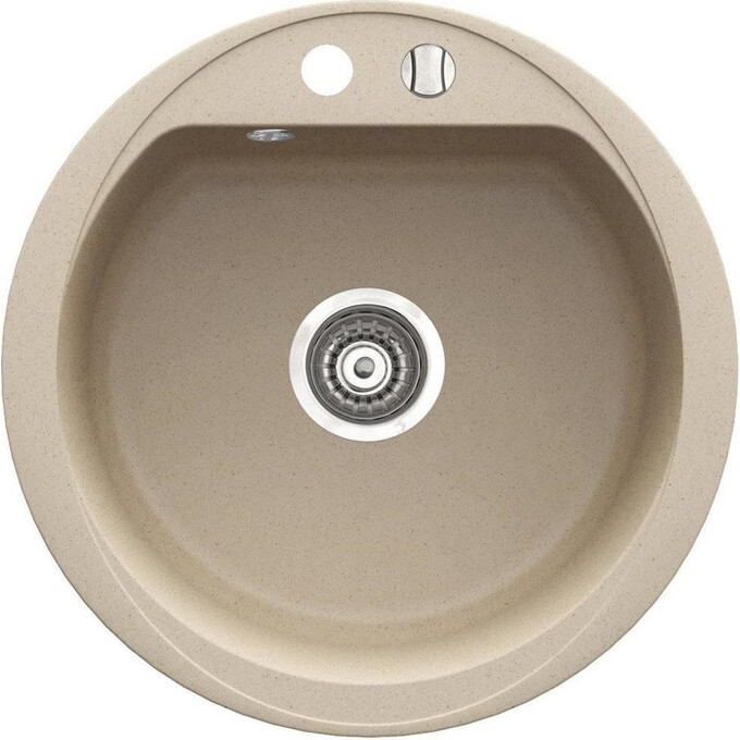 Мийка для кухні Ferro Bizzy Sand DRG52S (52x52 см, пісочна, з сифоном та клапаном-автоматом), фото 
