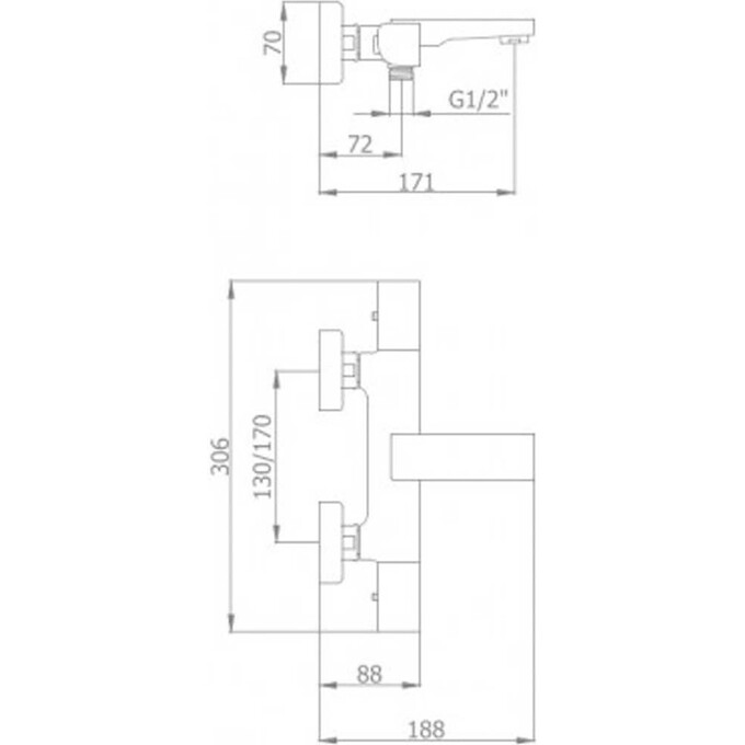 Змішувач для ванни Grb Kala 60210600, фото , изображение 2