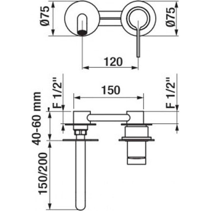 Настінний змішувач для раковини Grb Time 47534470, фото , изображение 2