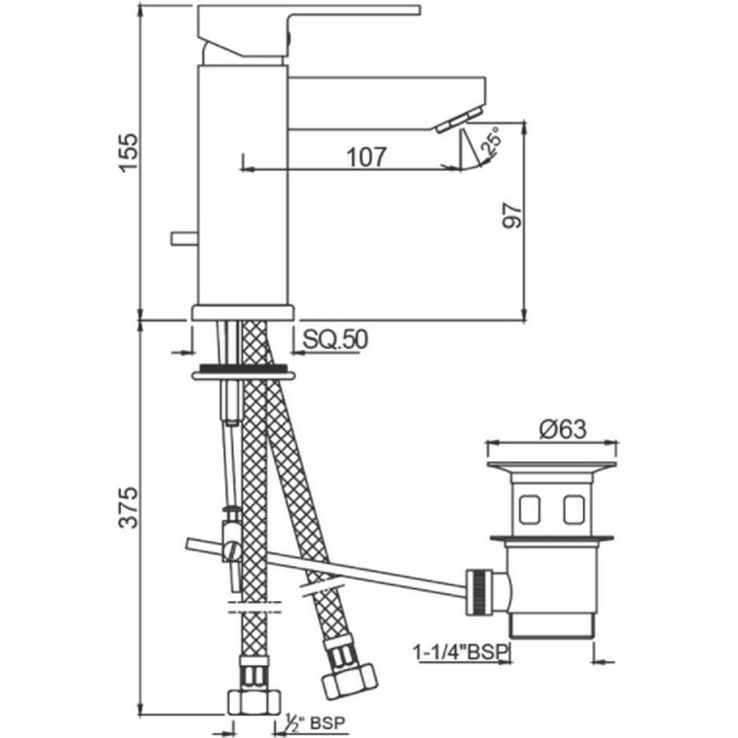 Змішувач із гідрозатвором Jaquar Kubix KUB-CHR-35052FB, фото , изображение 2
