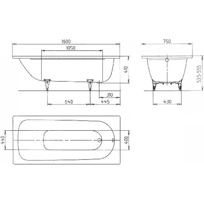 Стальная ванна Kaldewei Saniform 112500010001, фото 2