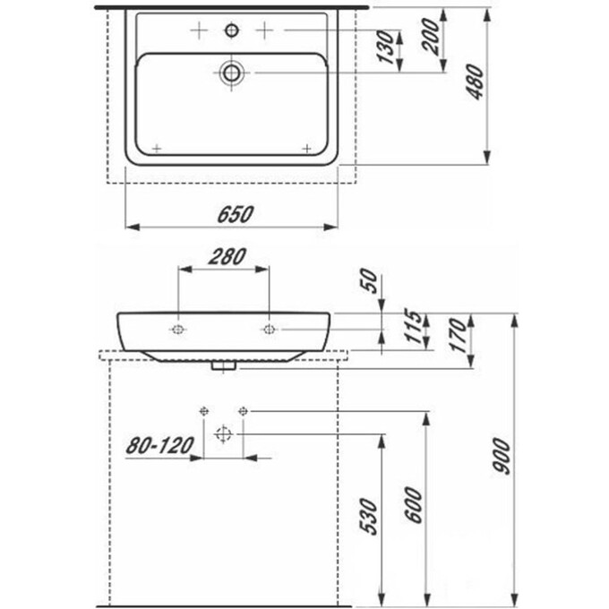 Накладной умывальник Laufen Pro A H8179530001041, фото 2