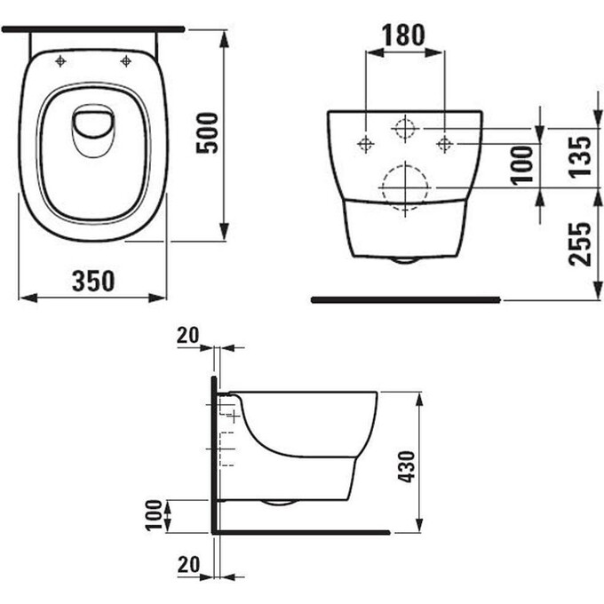 Подвесной унитаз без сиденья Laufen Mimo H8205500000001, фото 3