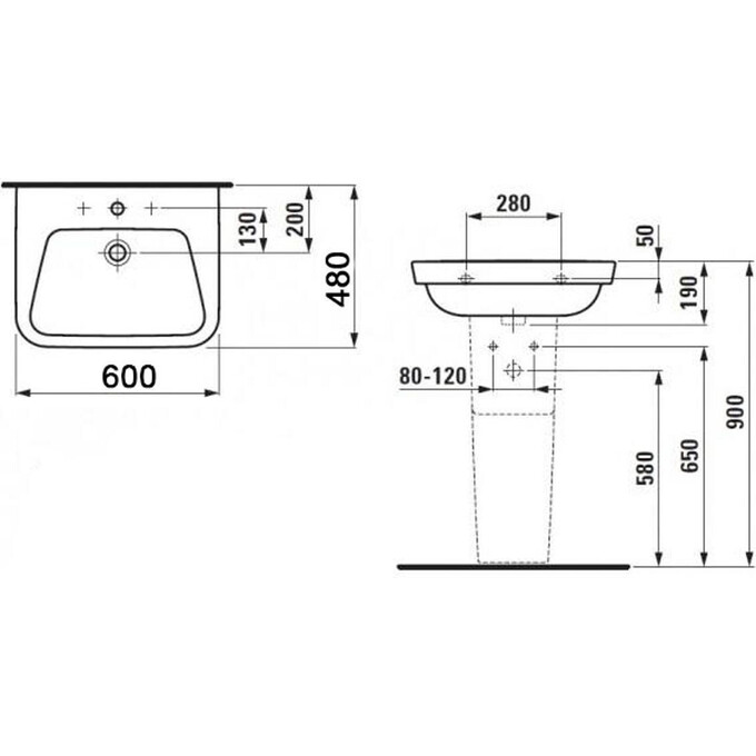 Керамическмй умывальник Laufen Moderna Plus H8105420001041, фото 4