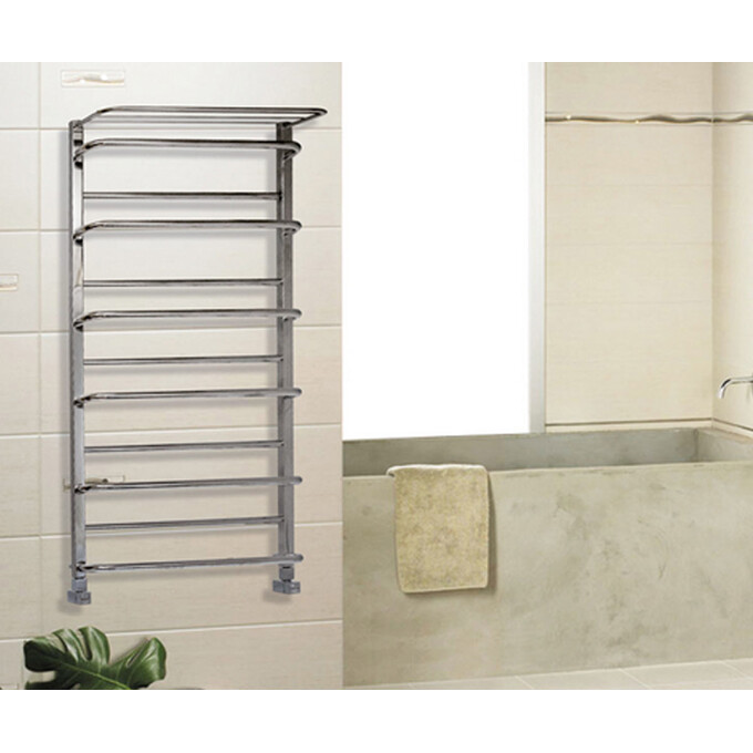 Водяна рушникосушарка Mario Люксор 1.2.4401.03.P (4820111353293, 1200x530, хром/білий глянець/чорний матовий/золото, з полицею), фото , изображение 7