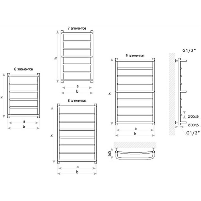 Водяна рушникосушарка Mario Люкс HP 1.3.0302.01.P (4820111351305, 800x530, хром/сатин/білий глянець/чорний матовий/золото/бронза), фото , изображение 6