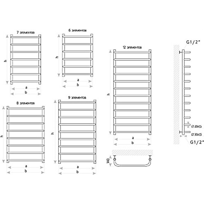 Водяной полотенцесушитель Mario Стандарт 1.1.0207.01.P (4820111350421, 800x530, хром/сатин/белый глянец/черный матовый/графит/золото/бронза), фото 6