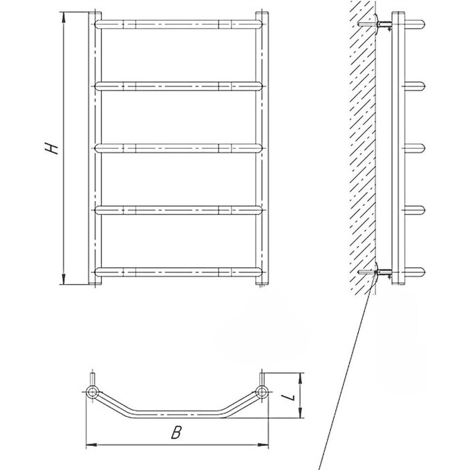 Водяна рушникосушарка Mario Трапеція HP 1.3.2801.01.P (4820111351794, 800x430, хром/сатин/білий глянець/чорний матовий/золото/бронза), фото , изображение 5