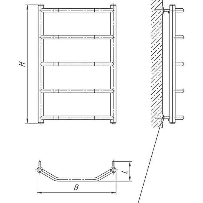 Водяна рушникосушарка Mario Трапеція HP 1.3.2803.01.P (4820111351817, 1100x530, хром/сатин/білий глянець/чорний матовий/золото/бронза), фото , изображение 5