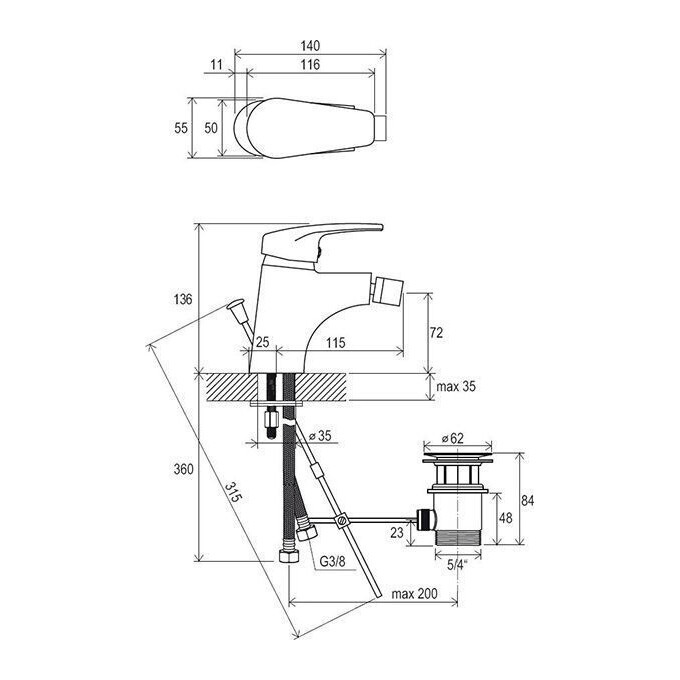 Смеситель для биде Ravak Neo X070019 (с донным клапаном), фото 2