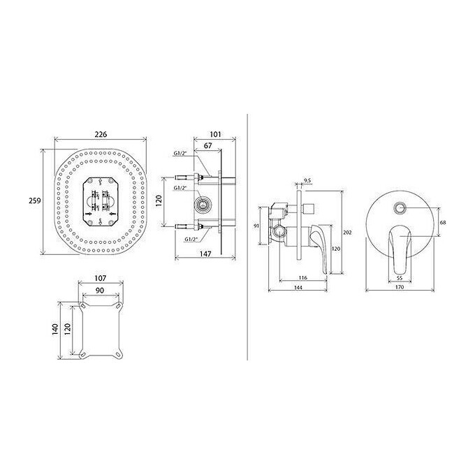 Зовнішня частина змішувача прихованого монтажу для ванни Ravak Rosa X070050, фото , изображение 2