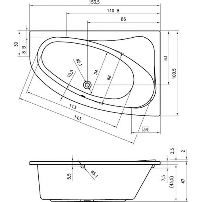 Ванна акрилова Lyra BA6800500000000, фото , изображение 2