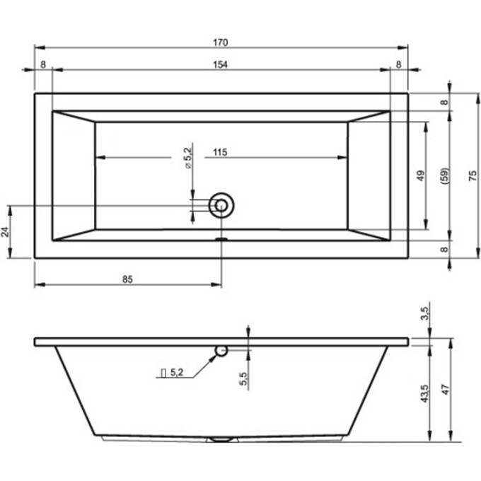 Прямоугольная ванна Lusso BA1800500000000, фото 2