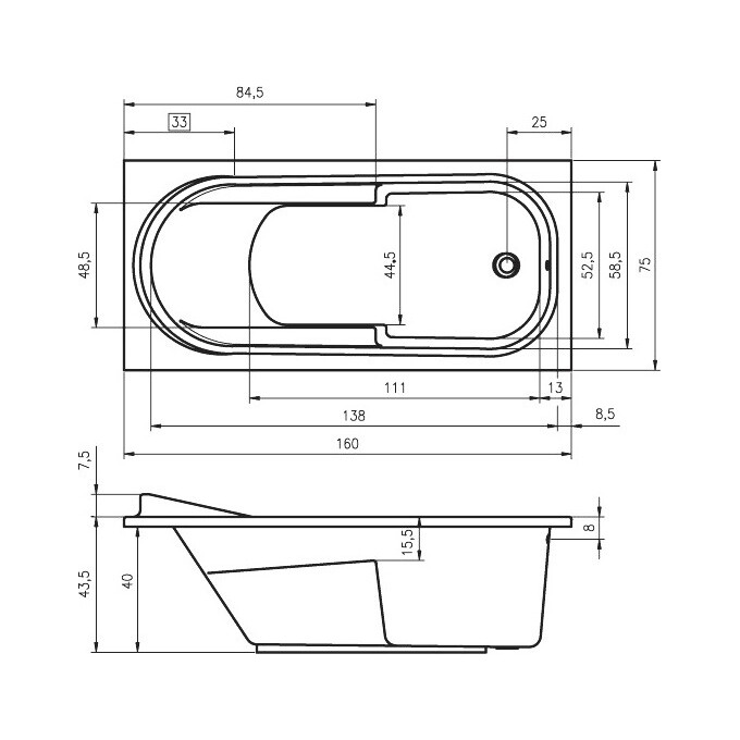 Прямоугольная ванна Columbia BA0100500000000, фото 2