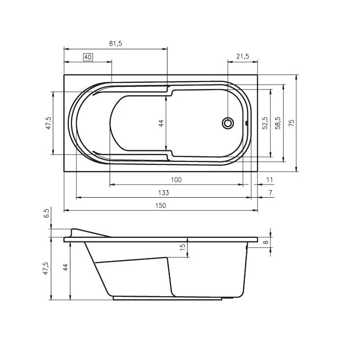 Прямоугольная ванна Columbia BA0200500000000, фото 2