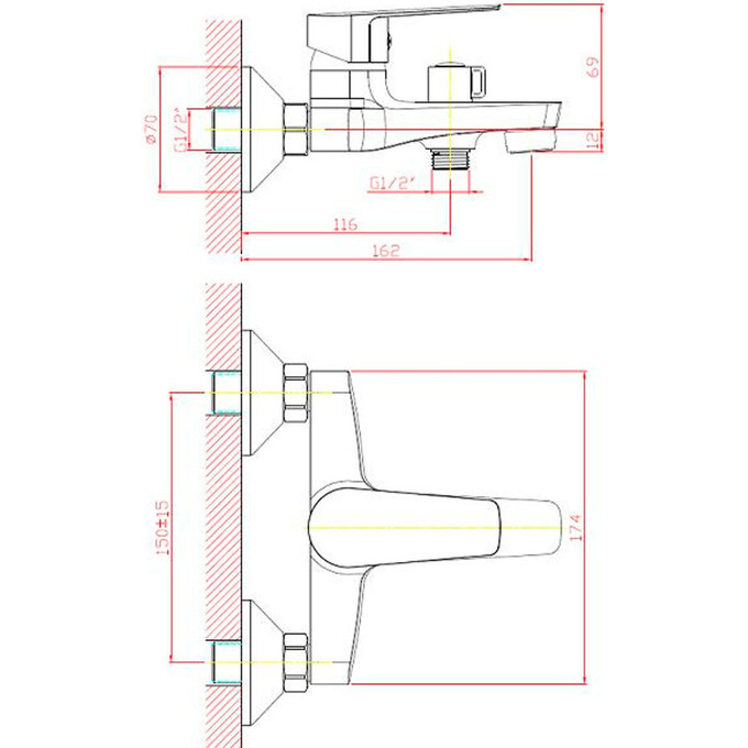 Смеситель для ванны RJ Lotus RBZZ002-3, фото 2