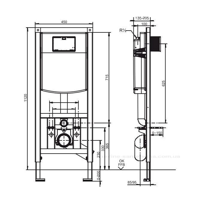 Инсталляция для унитаза Sanit 90.725.00.T000, фото 3