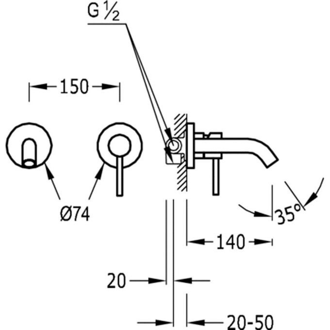 Змішувач для раковини Tres Study 26220080, фото , изображение 2