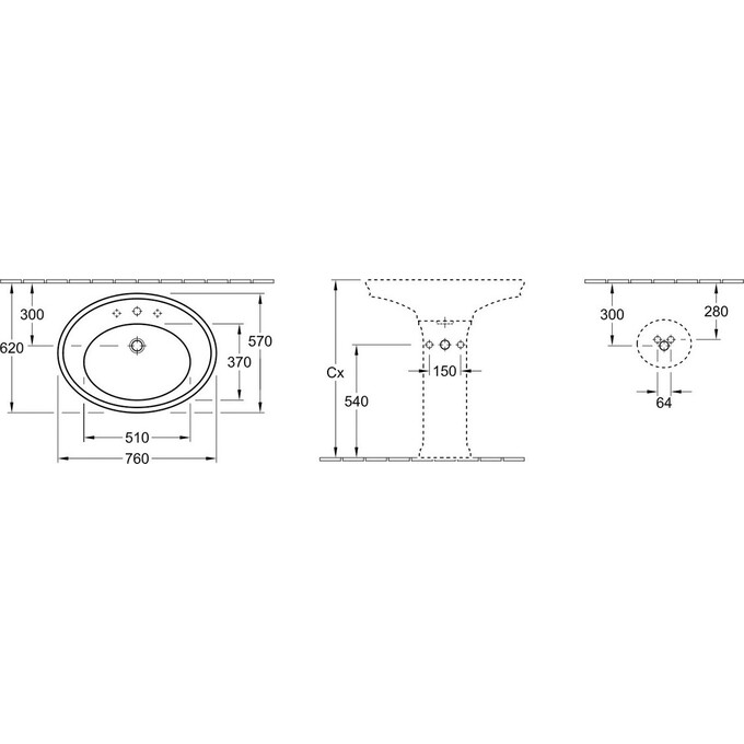 Раковина на пьедестале Villeroy & Boch Amadea 718575R2, фото 2