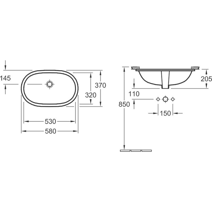 Умивальник овальний Villeroy & Boch O.Novo 41625001, фото , изображение 3