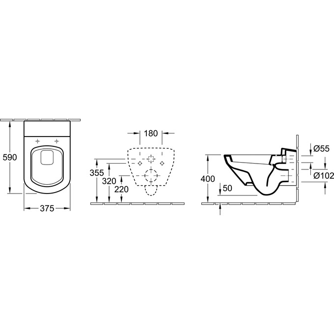 Подвесной унитаз без сиденья Villeroy & Boch Sentique 56221001, фото 2