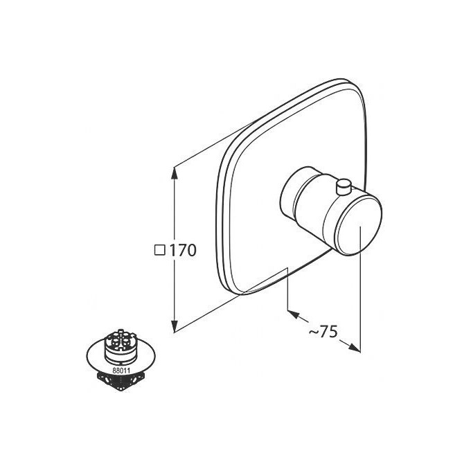 Зовнішня частина термостатичного змішувача для душу Kludi Ambienta 537290575, фото , изображение 2