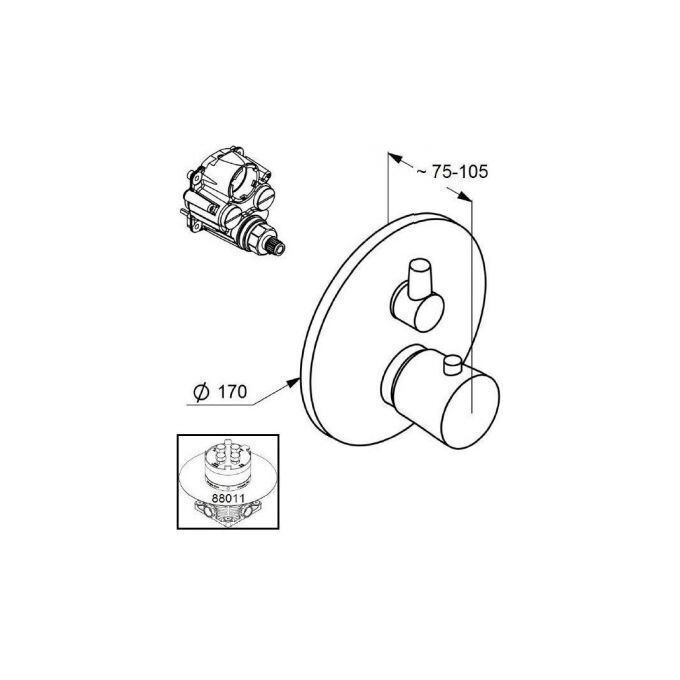 Термостатичний змішувач прихованого монтажу для ванни Kludi Balance 528300575, фото , изображение 2