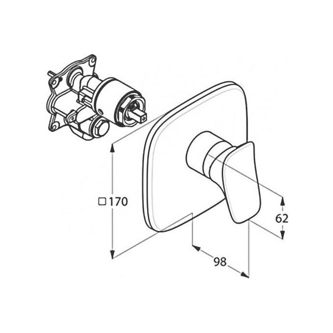 Смеситель скрытого монтажа для душа Kludi Ambienta 536550575 (внутренняя часть в комплекте), фото 2