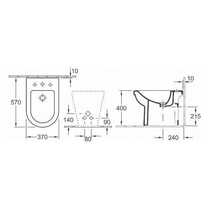 Биде напольное 570x370 мм Villeroy & Boch Architectura 54740001, фото 2