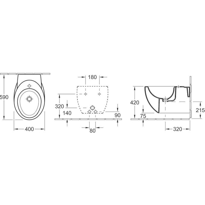 Біде підвісне Villeroy & Boch Aveo 741100R2, фото , изображение 2