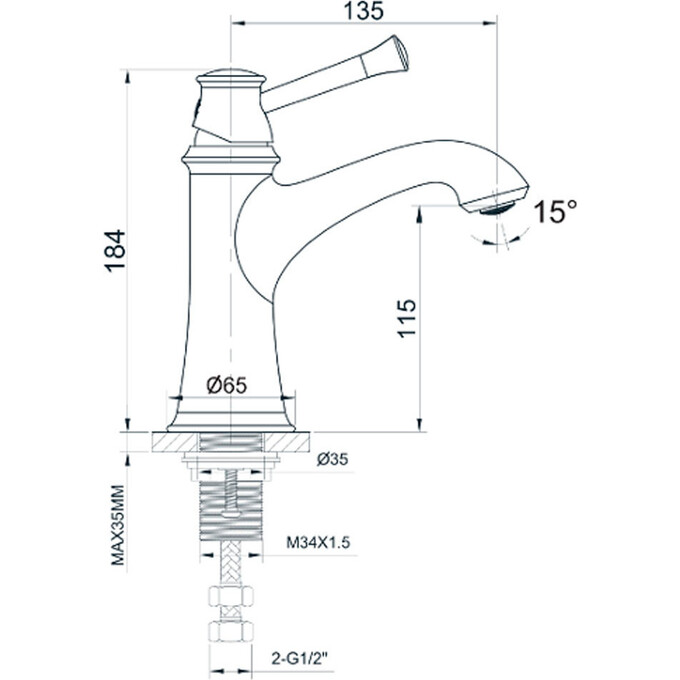 Змішувач для умивальника Imprese Podzima Zrala ZMK02170801, фото , изображение 3