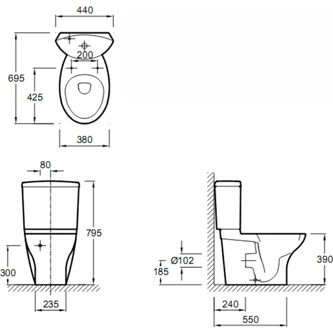 Унитаз компакт Jacob Delafon Presqu'Ile 19077-00+E1425-00, фото 2