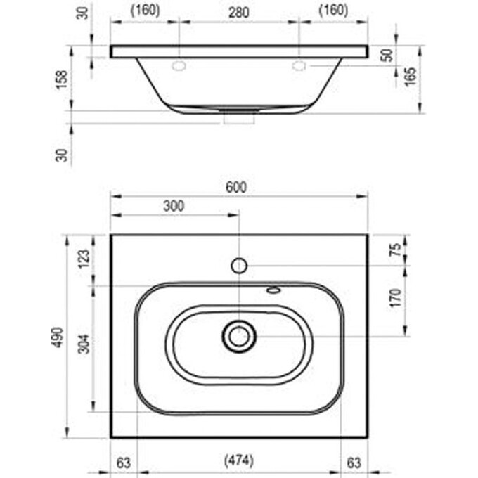 Умывальник Ravak Chrome 60 XJG01260000 (60x49 см, белый глянцевый), фото 3
