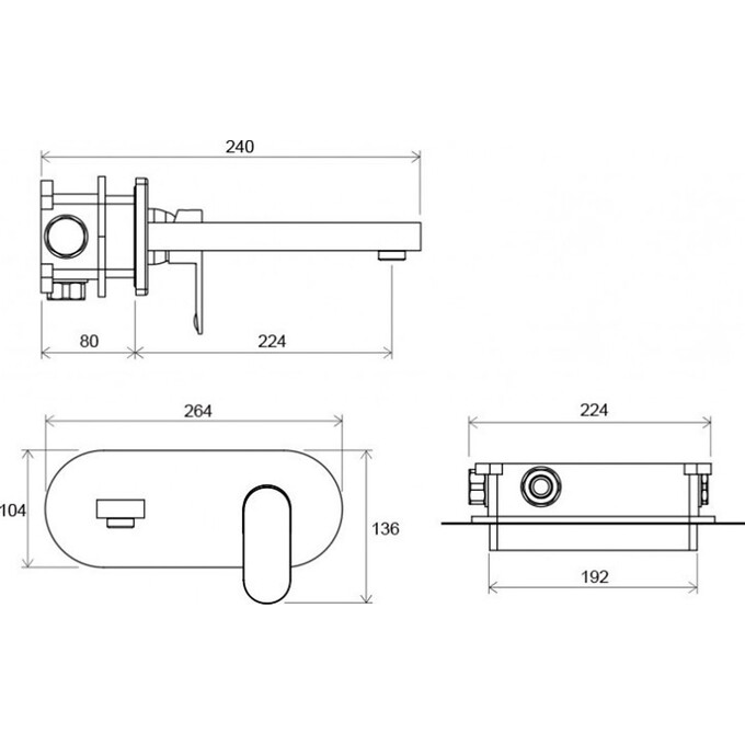 Змішувач прихованого монтажу для умивальника Ravak Chrome X070093 (внутрішня частина в комплекті), фото , изображение 3