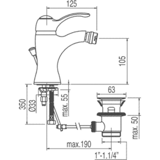 Змішувач для біде Tres Monoclasic 1900 5471200201, фото , изображение 2