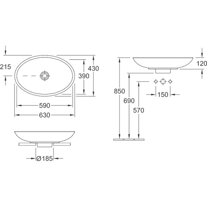 Умивальник на стільницю Villeroy & Boch Loop & Friends 51511001, фото , изображение 2