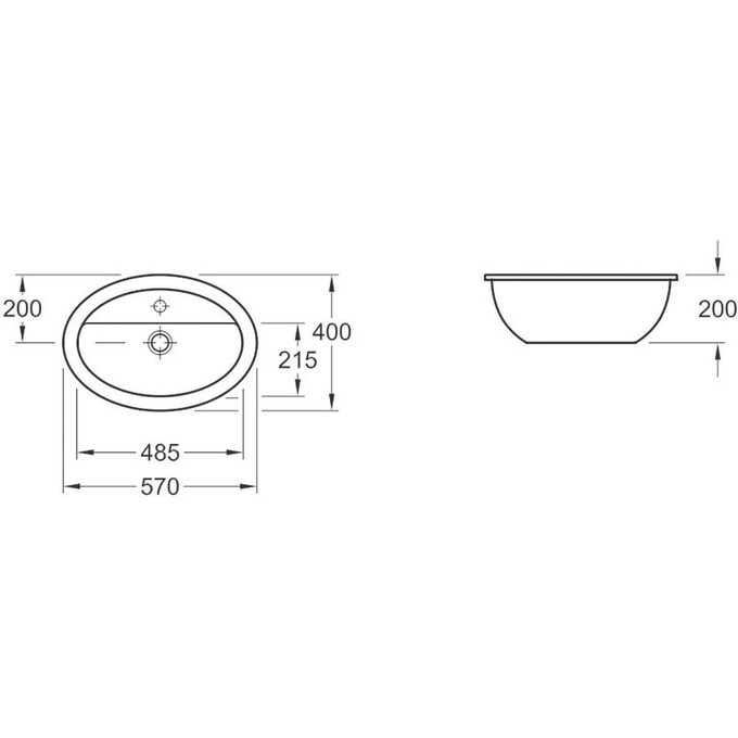 Врізний умивальник з отвором під змішувач Villeroy & Boch Loop Friends 51615001, фото , изображение 2