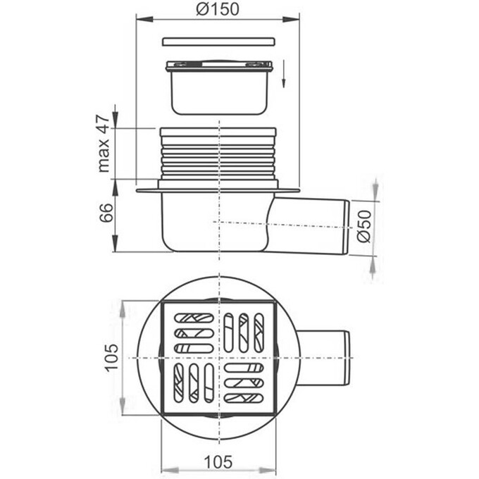 Трап с решёткой Alcaplast APV26, фото 2
